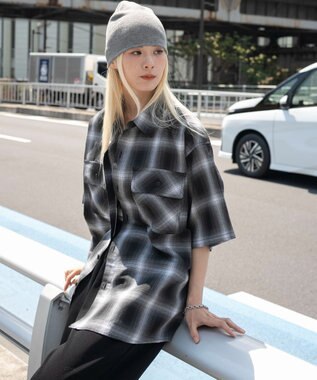 WEGO 【ユニセックス着用ITEM/SMLサイズ展開】オンブレチェックシャツ（SS） 柄1