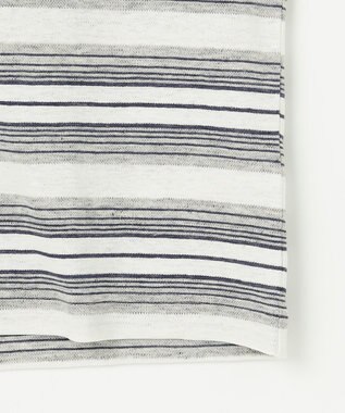 JOSEPH ABBOUD 【吸水速乾】リネンマルチボーダー Tシャツ ホワイト系2