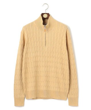 J.PRESS MEN ギマコットン ケーブルハーフジップ ニット ベージュ系