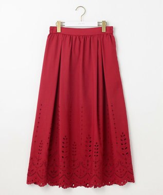 ANY SIS 【洗える】カットワークエンブロイダリー スカート レッド
