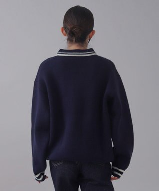 WEGO 【ユニセックス着用ITEM】ワンポイント刺繍ニットポロ ネイビー