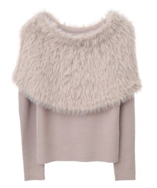 earth music&ecology ＳＥＴ２点ケープ＋リブニットプルオーバー Beige