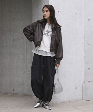 Green Parks フェイクレザードロストブルゾン Brown