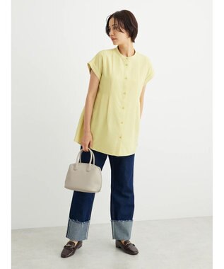 Green Parks フレンチスリーブタックブラウス Yellow