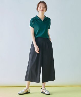 ANY 【ウエストゴム】清涼リラックスクロップドパンツ ブラック