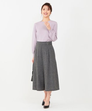 ANY SIS ホームスパンワイドクロップド パンツ チャコールグレー