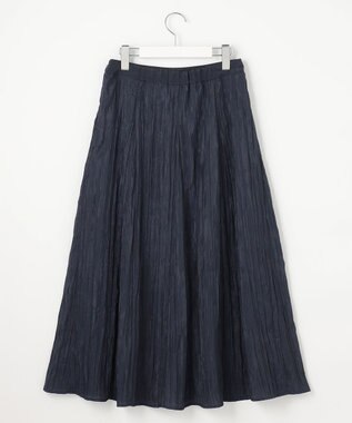 J.PRESS LADIES S 【洗える】リンクルリッド フレアー スカート ネイビー系
