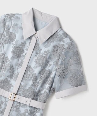 GRACE CONTINENTAL フラワーコード刺繍ワンピース グレー