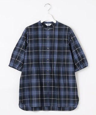 J.PRESS LADIES L 【洗える】モデレートマドラス バンドカラー ピンタック ブラウス ネイビー系3