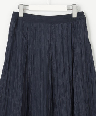 J.PRESS LADIES 【洗える】リンクルリッド フレアー スカート ネイビー系