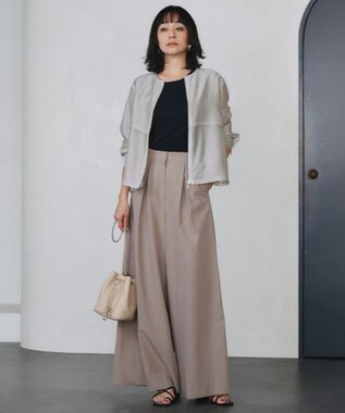 ICB 【接触冷感・速乾・洗える】 リヨセルナイロンワッシャー ノーカラーブルゾン トープ系