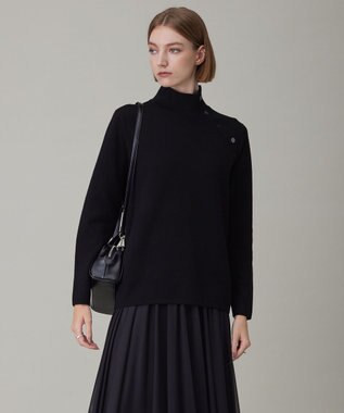 ICB L 【洗える】ウールブレンドスムース ハイネックプルオーバー ブラック系