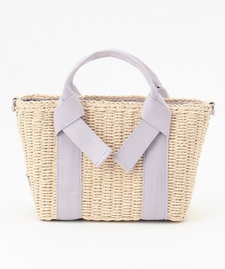 LA BAGAGERIE 【maison vert】 【ペーパー素材・多収納】リボンハンドル2WAYかごバッグ ライトグレー