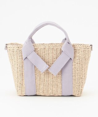 LA BAGAGERIE 【maison vert】 【ペーパー素材・多収納】リボンハンドル2WAYかごバッグ ライトグレー