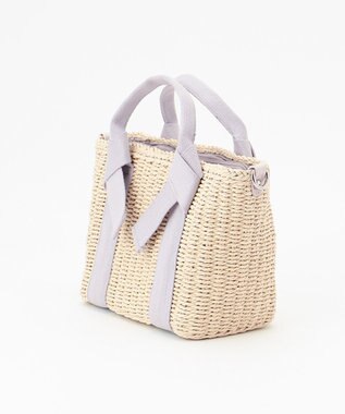 LA BAGAGERIE 【maison vert】 【ペーパー素材・多収納】リボンハンドル2WAYかごバッグ ライトグレー
