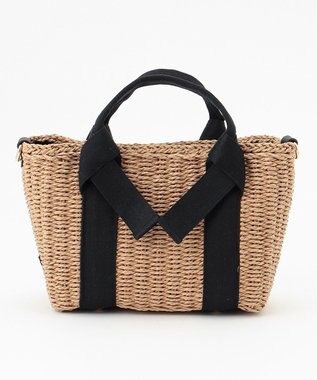 LA BAGAGERIE 【maison vert】 【ペーパー素材・多収納】リボンハンドル2WAYかごバッグ ブラック