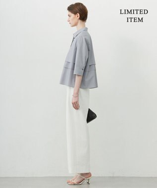 ICB 【WEB限定・洗える】クリーンブロード クロップドシャツ ブラックストライプ系