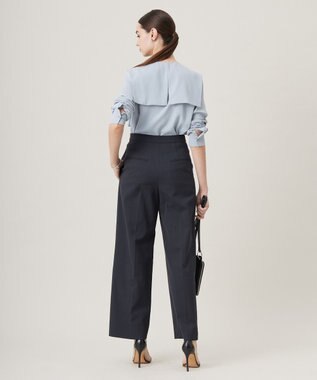 ICB L 【UVケア・速乾・接触冷感・洗える】BackSatinAmunzen デザインブラウス サックスグレー系