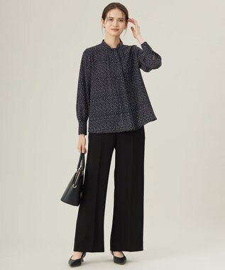 自由区 【セットアップ対応・洗える】トリアセダブルクロス ワイドパンツ ブラック