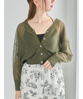 Te chichi Levita14GVネックカーディガン カーキ