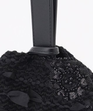 自由区 【カトリエムブーケ】Tweed a fleurs et rubans     ミニバッグ ブラック