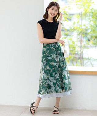 ANY SIS L 【洗える】レーシ－ディテールフレンチ ニット ブラック