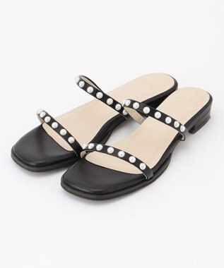 ANY SIS 【23.0~24.0cm】フェミニンフラット サンダル ブラック（フェイクパール）