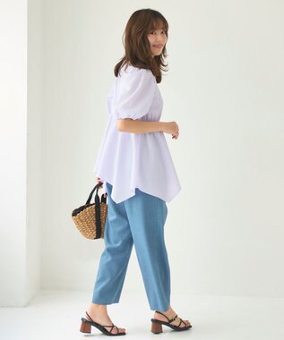 Feroux 【洗える】セミワイド パンツ ネイビー系