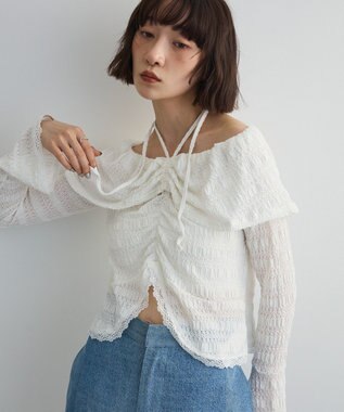 Green Parks シャーリングオフショルプルオーバー