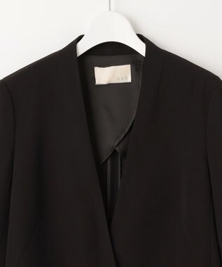 自由区 【XSサイズ～/洗える】ダブルフェイススーティング ノーカラージャケット ネイビー系