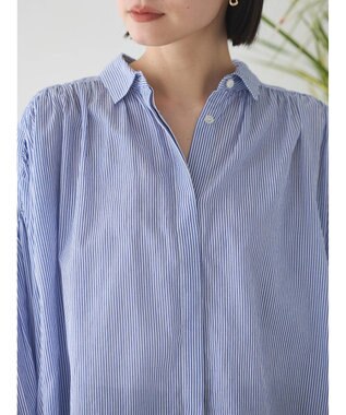 AMERICAN HOLIC カルゼギャザーシャツチュニック Stripe Navy