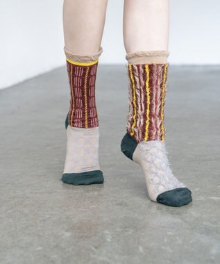 COQ BAMBI DOTS リバーシブルファーソックス ベージュ