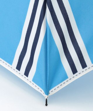 MOONBAT POLO RALPH LAUREN (ポロ ラルフローレン)折りたたみ傘 ワンポイント ストライプ 75デニール 日本製 サックスブルー