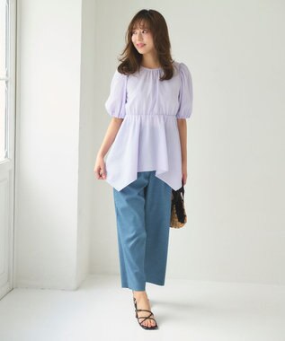 Feroux 【洗える】セミワイド パンツ ネイビー系