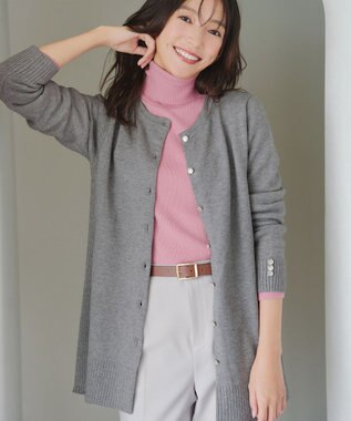 Tiaclasse 【洗える】きらボタンロングカーディガン チャコールグレー