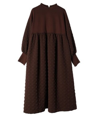 Green Parks armonia．異素材切替ワンピース Brown