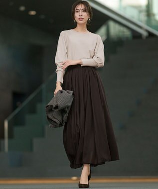 23区 【洗える/吊り干しOK】ヴィスコースストレッチ ドルマンスリーブ ニット ベージュ系