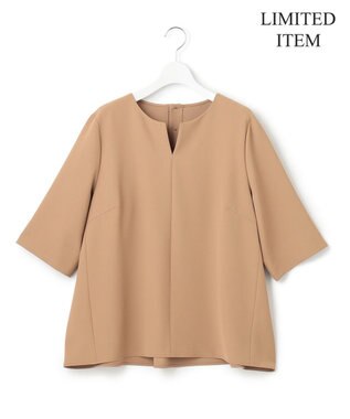 23区 L 【Lサイズ限定/洗える】ハイストレッチツイル ブラウス キャメル系