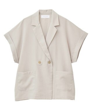 Green Parks 麻調フレンチスリーブジャケット Light Beige