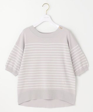 ANY SIS 【接触冷感・UVケア】フロント切替 プルオーバー グレー×オフボーダー