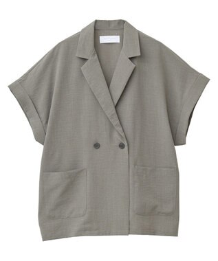 Green Parks 麻調フレンチスリーブジャケット Gray Beige