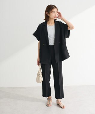 Green Parks 麻調フレンチスリーブジャケット Black