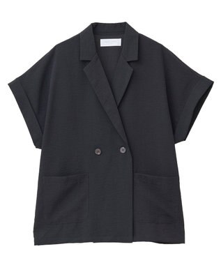 Green Parks 麻調フレンチスリーブジャケット Black