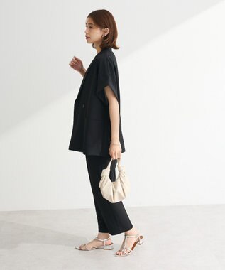 Green Parks 麻調フレンチスリーブジャケット Black