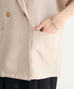 Green Parks 麻調フレンチスリーブジャケット Light Beige