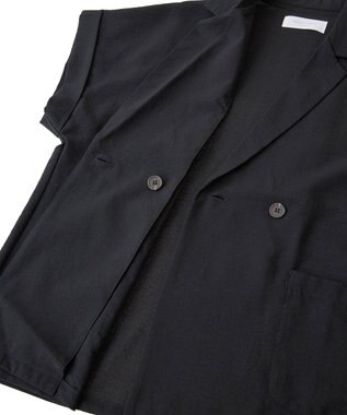 Green Parks 麻調フレンチスリーブジャケット Black