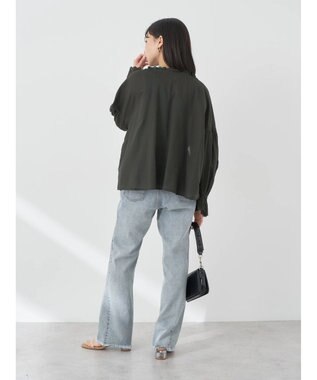 earth music&ecology ギャザーショートブラウス Black