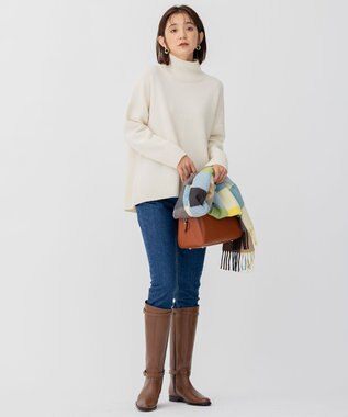 23区 L 【好評につき新色追加/CLASSY.1月号掲載】ウールカシミヤブレンド スタンドネック ニット アイボリー系