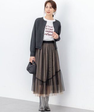 組曲 S 【加藤ローサさん着用】プリントロング Tシャツ ロゴホワイト系