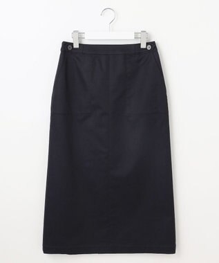 J.PRESS LADIES L 【洗える】シャンブレーサテン ナロー スカート ネイビー系